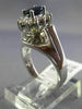 ESTATE WIDE .96CT DIAMOND & SAPPHIRE 14KT WHITE GOLD OVAL FLOWER ENGAGEMENT RING