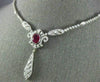 ANTIQUE LARGE 9.90CT DIAMOND & AAA RUBY 18K WHITE GOLD 3D LARIAT TENNIS NECKLACE