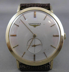 ANTIQUE LONGINES 14K YELLOW GOLD LARGE ROUND SWISS MENS MECHANICAL WATCH #2287