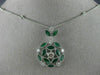 ESTATE LARGE 2.41CT DIAMOND & AAA EMERALD 18K WHITE GOLD CLASSIC FLOWER PENDANT