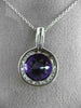 ESTATE LARGE 5.49CT DIAMOND & AMETHYST 14KT WHITE GOLD FILIGREE FLOATING PENDANT