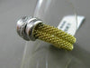 ESTATE WIDE .12CT DIAMOND 18KT WHITE & YELLOW GOLD 3D MESH COCKTAIL RING #7856