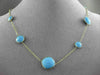 ANTIQUE EXTRA LONG 14KT YELLOW GOLD EXTRA FACET TURQUOISE BY THE YARD NECKLACE