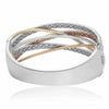 ESTATE LARGE 8.65CT DIAMOND 14K WHITE & ROSE GOLD 3D CRISS CROSS BANGLE BRACELET