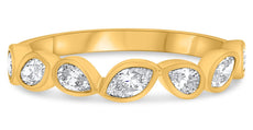 .63CT DIAMOND 14KT YELLOW GOLD MULTI SHAPE BEZEL SEMI ETERNITY ANNIVERSARY RING
