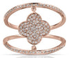 ESTATE WIDE .31CT DIAMOND 14KT ROSE GOLD 3D 4 LEAF CLOVER FLOWER DOUBLE FUN RING