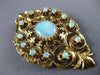 ANTIQUE LARGE VICTORIAN FIERY OPAL 14KT YELLOW GOLD FILIGREE PIN PENDANT #20240