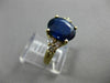 ESTATE 3.36CT DIAMOND & SAPPHIRE 14KT YELLOW GOLD TRILLION ENGAGEMENT RING 10469
