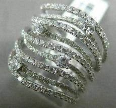 ESTATE LARGE 1.92CT DIAMOND 18KT WHITE GOLD 3D MULTI ROW ETOILE WAVE LOVE RING