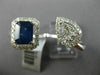 LARGE 2.50CT DIAMOND & AAA SAPPHIRE 14K WHITE GOLD 3D CLUSTER DOUBLE FINGER RING