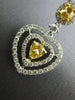 ESTATE LARGE 2.34CT WHITE & FANCY YELLOW DIAMOND 18KT 2 TONE GOLD HEART EARRINGS