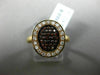 ESTATE .48CT DIAMOND & ORANGE SAPPHIRE 18KT ROSE & BLACK GOLD PAVE PROMISE RING