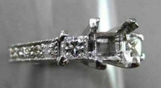 ESTATE .50CT DIAMOND 14KT WHITE GOLD 3 STONE SEMI MOUNT ENGAGEMENT RING #22429