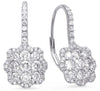 1.55CT DIAMOND 14KT WHITE GOLD FLOWER CLUSTER INVISIBLE SQUARE HANGING EARRINGS