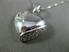 ESTATE .50CT DIAMOND 14KT WHITE GOLD 3D DOUBLE ETCHED HEART LOVE PENDANT #18969