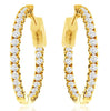 1.0CT DIAMOND 14KT YELLOW GOLD 3D ROUND CLASSIC INSIDE OUT HOOP HANGING EARRINGS