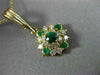 ESTATE .83CT DIAMOND & AAA EMERALD 14KT YELLOW GOLD 3D CLUSTER PENDANT #17629