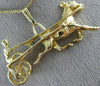 ANTIQUE LARGE 14KT YELLOW GOLD 3D FILIGREE HORSE RIDER RACING PENDANT #19848