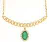 .51CT DIAMOND 14KT YELLOW GOLD & AAA EMERALD OVAL & ROUND SEMI CIRCULAR NECKLACE