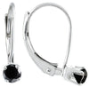 ESTATE .23CT BLACK DIAMOND 14KT WHITE GOLD SOLITAIRE LEVERBACK HANGING EARRINGS
