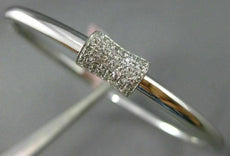 ESTATE .42CT DIAMOND 14K WHITE GOLD 3D SQUARE BOW DESIGN CLASSIC BANGLE BRACELET