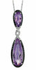 8.30CT WHITE & BLACK DIAMOND & AAA AMETHYST 14KT WHITE GOLD 3D TEAR DROP PENDANT