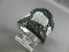 ESTATE MASSIVE 2.24CT WHITE BLACK DIAMOND 18K 2 TONE GOLD PAVE 3 HEART LOVE RING