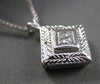 ESTATE .50CT PRINCESS DIAMOND SOLITARE 14KT W  GOLD FILIGREE SQUARE PENDANT 4240