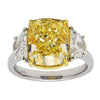 ESTATE EXTRA LARGE 7.09CT WHITE & CANARY DIAMOND 18K 2 TONE GOLD ENGAGEMENT RING