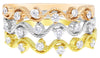 WIDE .47CT DIAMOND 18KT TRI COLOR GOLD MULTI WAVE SEMI ETERNITY ANNIVERSARY RING