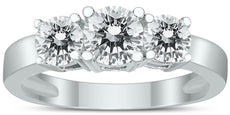 1.5CT DIAMOND 14KT WHITE GOLD 3D CLASSIC ROUND 3 STONE PAST PRESENT FUTURE RING