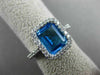 ESTATE WIDE 4.14CT DIAMOND & AAA BLUE TOPAZ 14KT WHITE GOLD HALO ENGAGEMENT RING