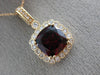 ESTATE LARGE 4.07CT DIAMOND & AAA RHODOLITE 14KT ROSE GOLD HALO FILIGREE PENDANT