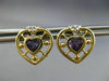 ESTATE LARGE .65CT DIAMOND & AMETHYST 14K TWO TONE GOLD 3D HEART EARRINGS #25209