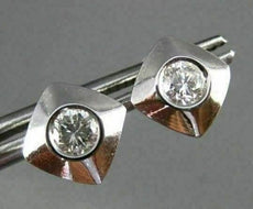 ESTATE .50CT DIAMOND SOLITAIRE SQUARE ETOILE 14KT W GOLD STUD EARRINGS 7mm #2664