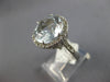 LARGE 5.66CT DIAMOND & AAA AQUAMARINE 14KT WHITE GOLD ROUND HALO ENGAGEMENT RING