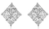 2.67CT DIAMOND 18KT WHITE GOLD CUSHION CUT INVISIBLE SQUARE GEOMETRICAL EARRINGS