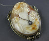 ANTIQUE EXTRA LARGE .38CT DIAMOND & EMERALD 14K WHITE GOLD BROOCH PENDANT #26824