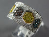 ESTATE WIDE 1.36CT MULTI COLOR DIAMOND 14KT WHITE GOLD 3D HEXAGON RING