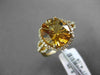 ESTATE LARGE 4.35CT DIAMOND & AAA EXTRA FACET CITRINE 14KT WHITE GOLD HALO RING