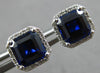 2.49CT DIAMOND & AAA SAPPHIRE 14KT WHITE GOLD EMERALD CUT & ROUND STUD EARRINGS