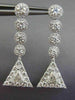 ESTATE LARGE 2.76CT ROUND & TRILLION DIAMOND 18KT WHITE GOLD 3D HANGING EARRINGS