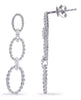 .09CT DIAMOND 14K WHITE GOLD OPEN OVAL LOVE KNOT GRADUATING FUN HANGING EARRINGS