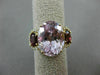 LARGE 14.42CT DIAMOND KUNZITE & GARNET 14KT YELLOW GOLD 3 STONE OVAL HALO RING
