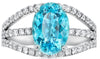 LARGE 4.30CT DIAMOND & AAA BLUE TOURMALINE 18KT WHITE GOLD 3D OVAL & ROUND RING