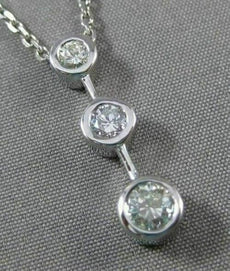 ESTATE LARGE .97CT DIAMOND 14K WHITE GOLD PAST PRESNT FUTURE BEZEL PENDANT #7324