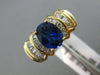 ESTATE 4.20CT DIAMOND & AAA SAPPHIRE 14KT YELLOW GOLD MULTI ROW ENGAGEMENT RING
