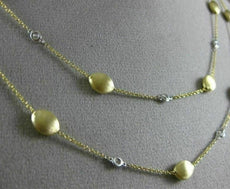 ESTATE LONG 1.20CT DIAMOND 14K WHITE & YELLOW GOLD OVAL BY THE YARD FUN NECKLACE