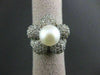 ESTATE LARGE 3.32CT DIAMOND 18KT WHITE GOLD PEARL FLOWER PAVE RING STUNNING!!