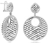 LARGE 4.0CT DIAMOND 18KT WHITE GOLD 3D CIRCULAR SWIRL CLIP ON HANGING EARRINGS